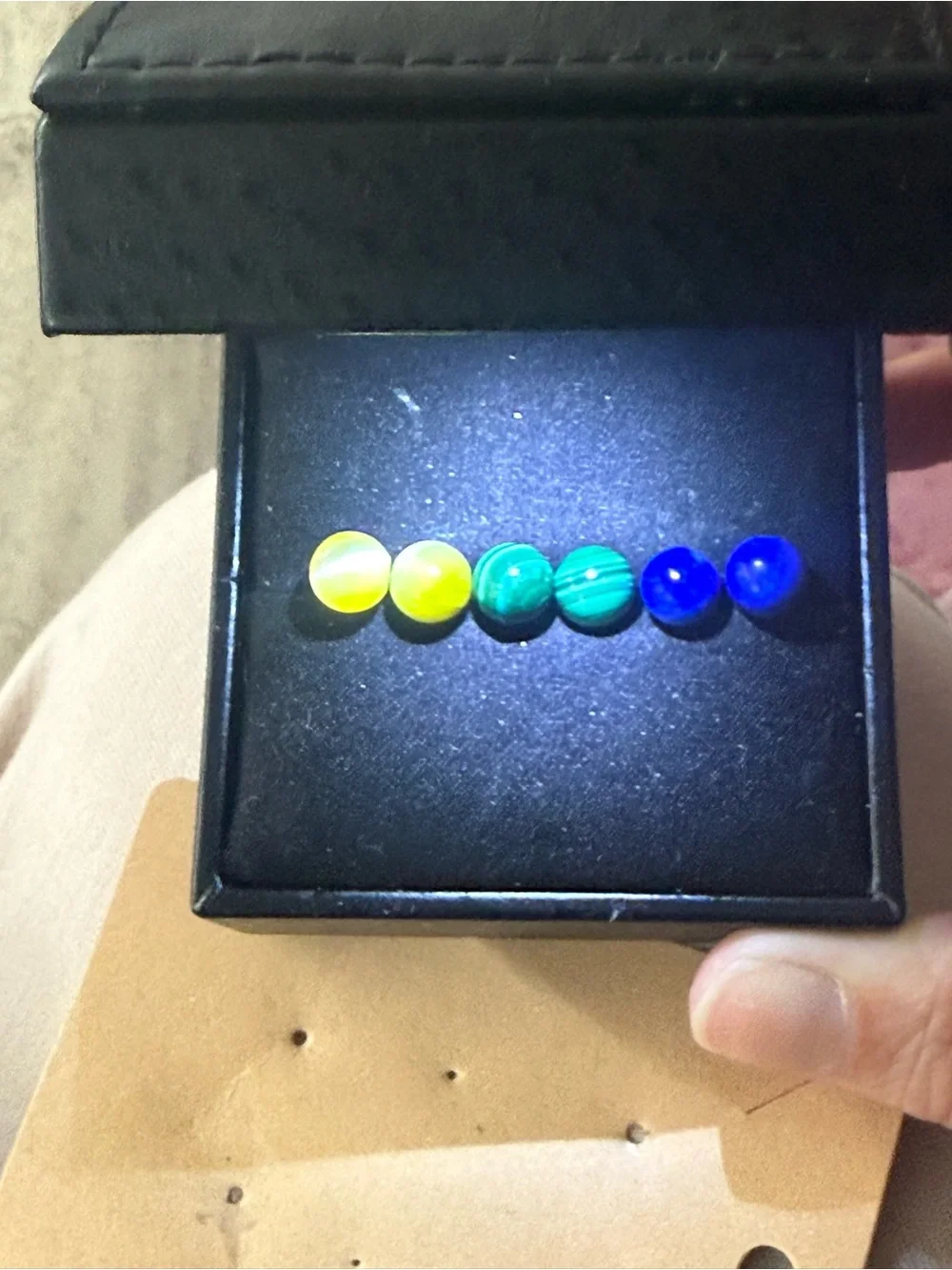 Source Unknown Blue, Green,‎ and Yellow Round Stone Stud Earrings